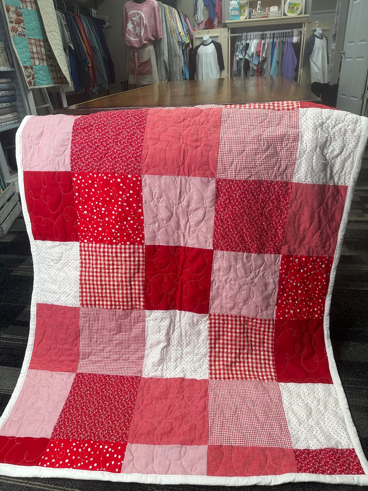 Red and White Patch Work Quilt