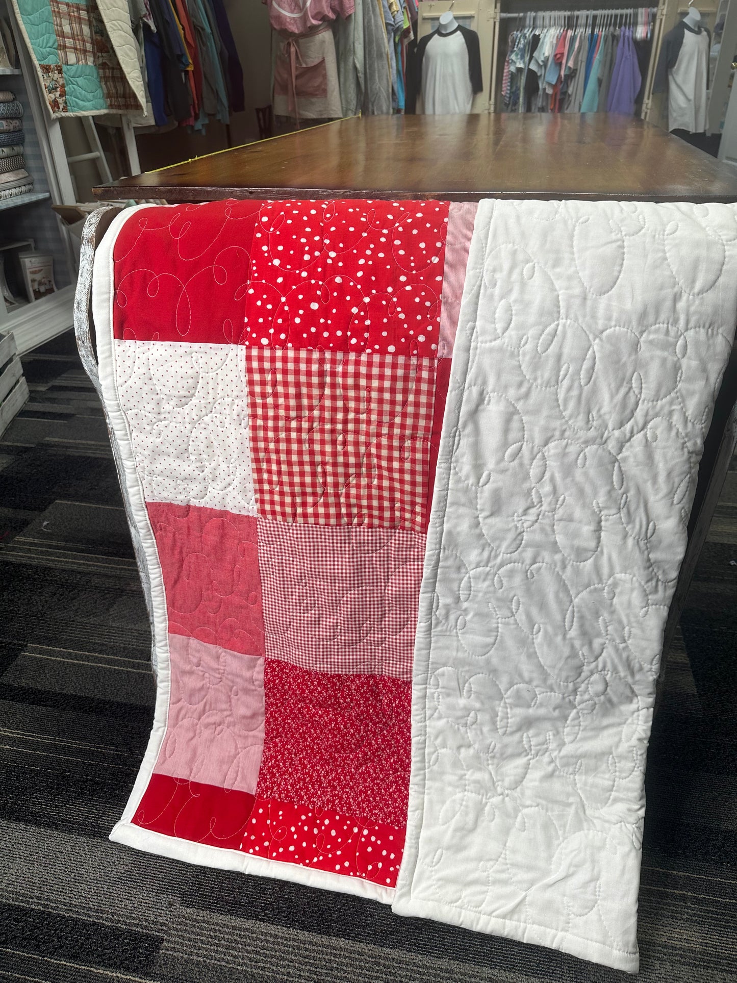 Red and White Patch Work Quilt